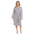 Women's Hooded Waffle Cotton Bathrobe Grey Super Absorbent Spa Dressing Gown for Home Lounge & Travel by Daisy Dreamer