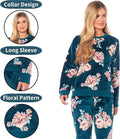 Women's Luxurious Floral Fleece Pyjama Set with Long Sleeve Top and Elastic Waist Pajamas by Daisy Dreamer