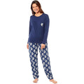 Women's Navy Tiger Print Polar Fleece Pyjama Set Soft Comfortable Loungewear Long Sleeve Top by Daisy Dreamer