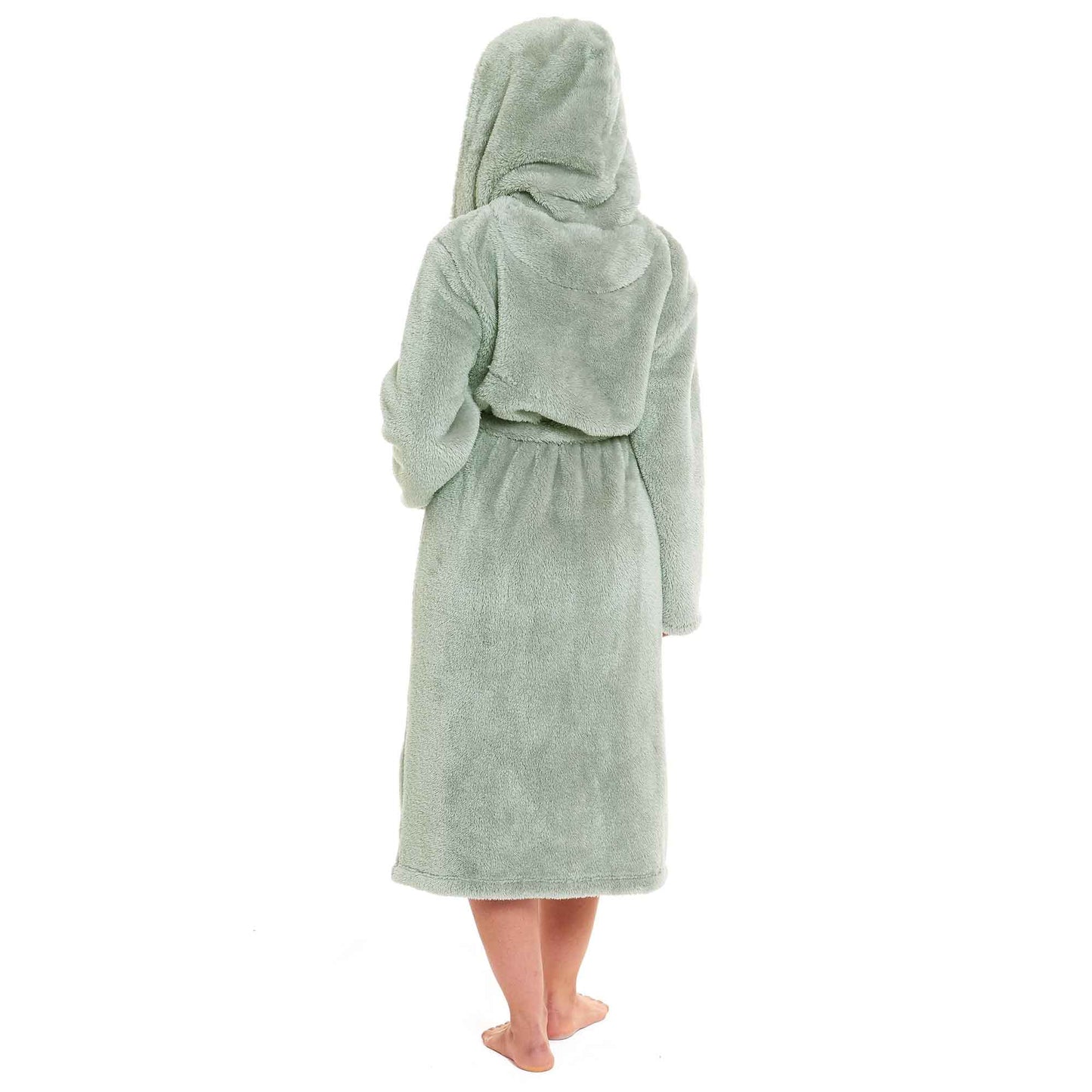 Women's Snuggle Fleece Touch Hooded Robe Luxurious Soft Loungewear Cosy Durable Dressing Gown UK Sizes 8-22 Green Grey Pink Green by Daisy Dreamer