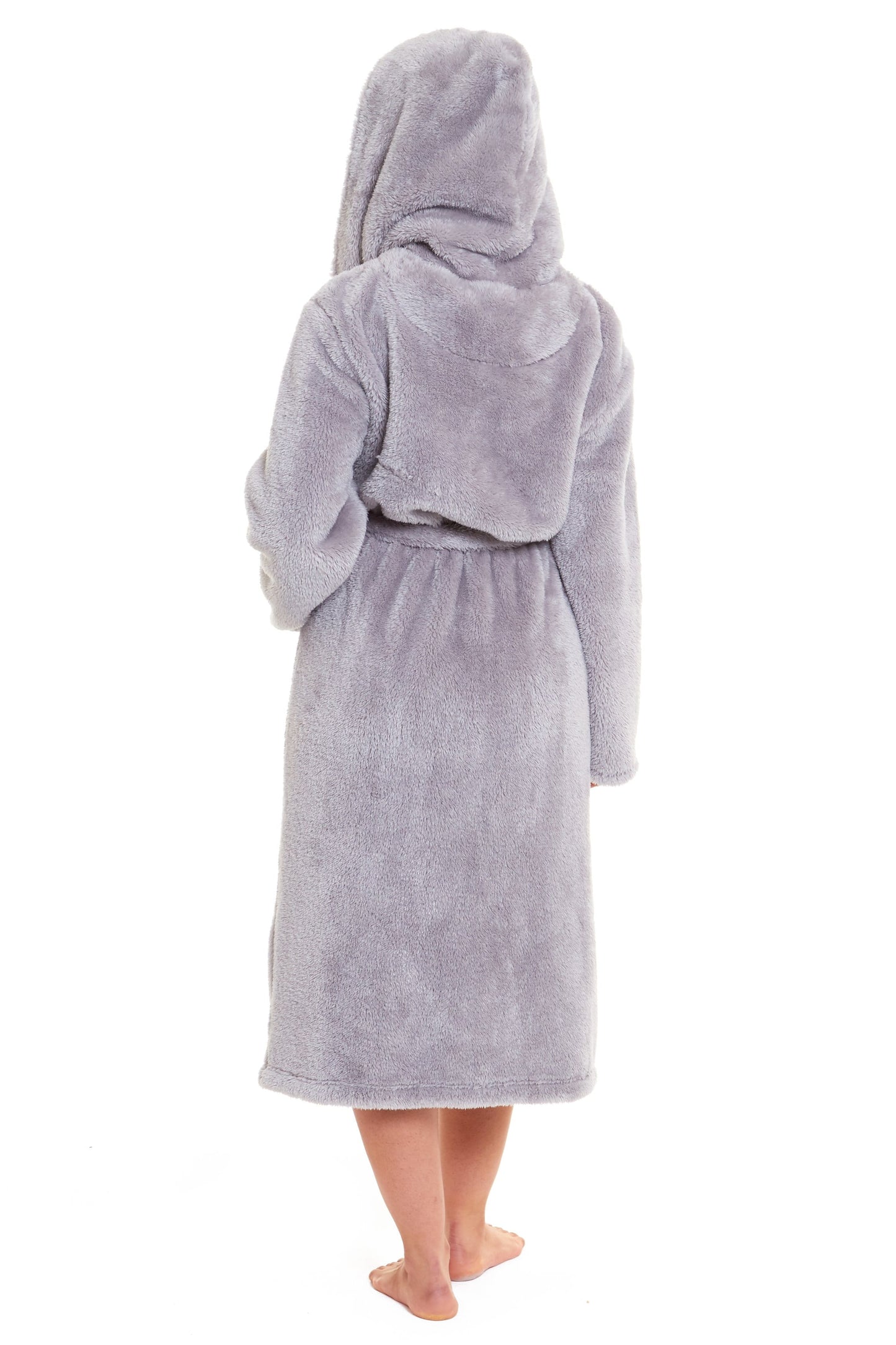 Women's Snuggle Fleece Touch Hooded Robe Luxurious Soft Loungewear Cosy Durable Dressing Gown UK Sizes 8-22 Green Grey Pink Green by Daisy Dreamer