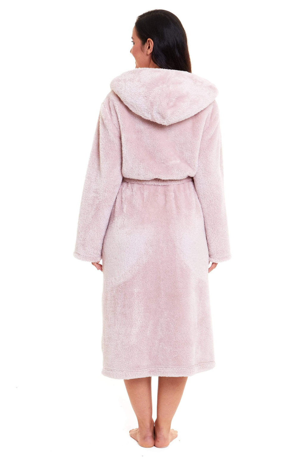 Women's Snuggle Fleece Touch Hooded Robe Luxurious Soft Loungewear Cosy Durable Dressing Gown UK Sizes 8-22 Green Grey Pink Green by Daisy Dreamer