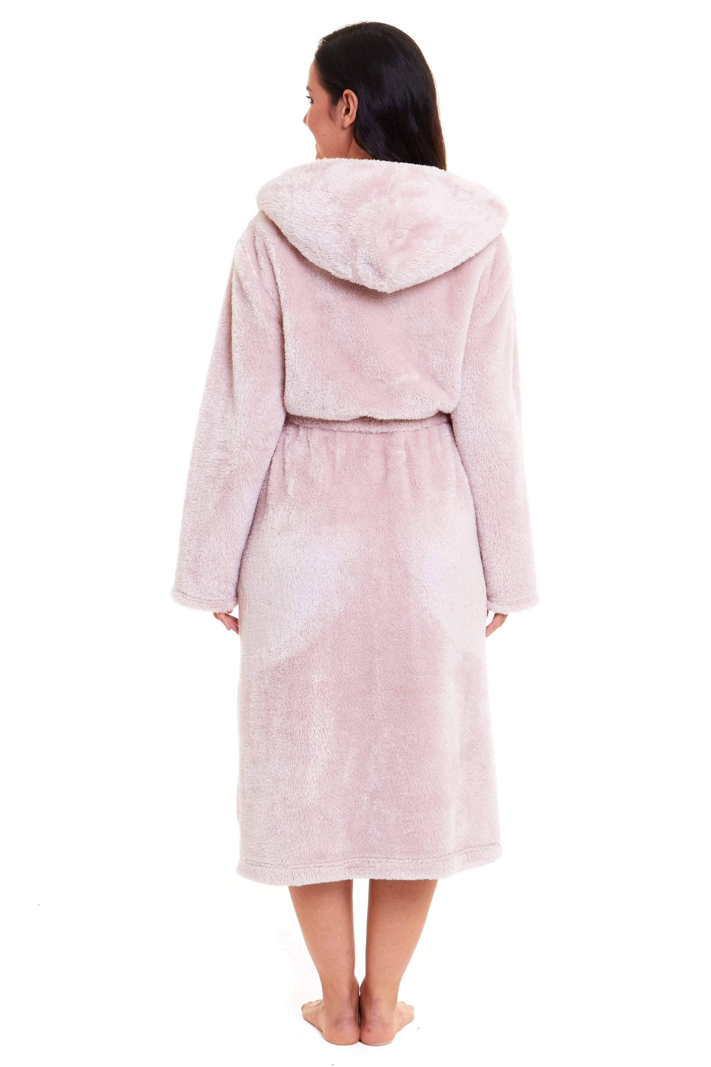 Women's Snuggle Fleece Touch Hooded Robe Luxurious Soft Loungewear Cosy Durable Dressing Gown UK Sizes 8-22 Green Grey Pink Green by Daisy Dreamer