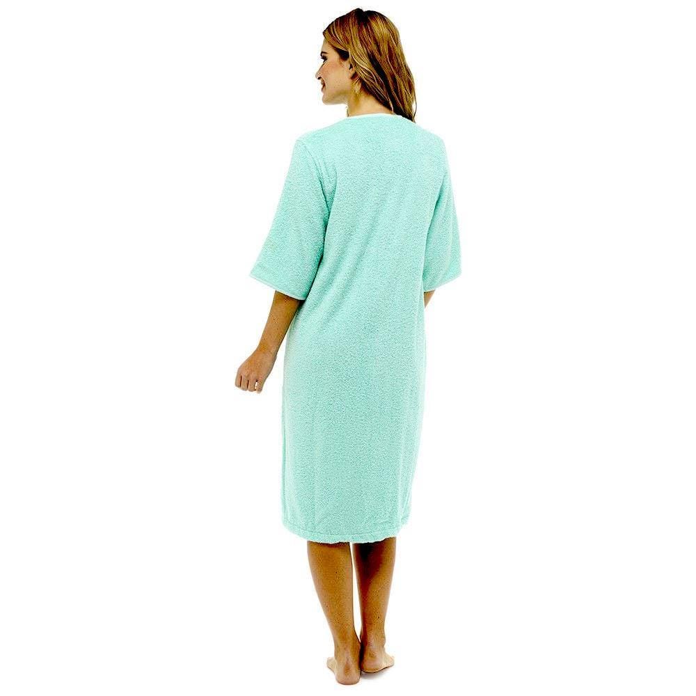 Women's Soft Fluffy Terry Towelling Zip Through Bathrobe 100 Percent Cotton Ultra Absorbent Post-Bath Lounge Wear UK Sizes 8-22 by Daisy Dreamer