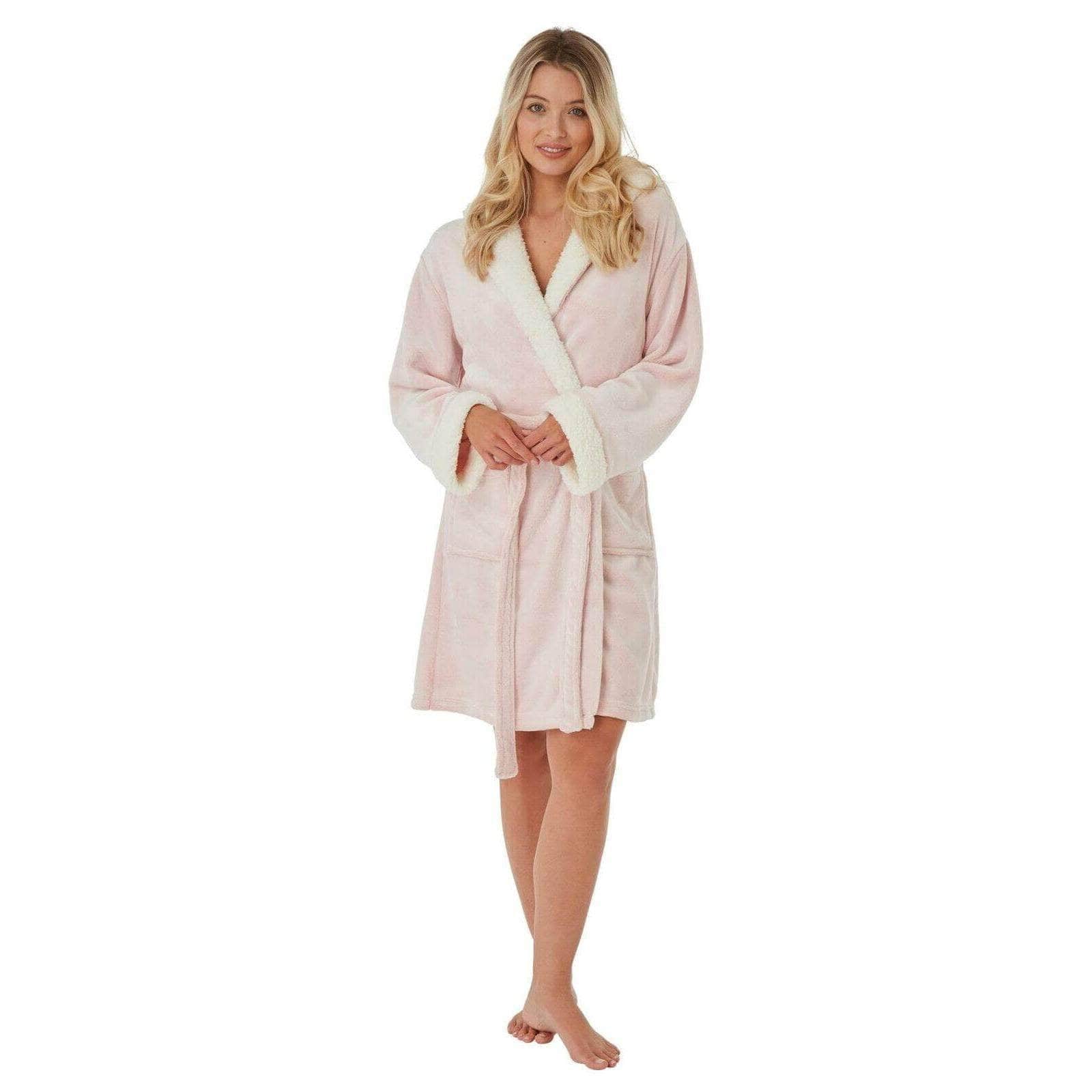 Women's Super Soft Plush Fleece Hooded Bathrobe Fluffy Velvet Loungewear Long Sleeve Cosy Winter Dressing Gown Spa Essential by Daisy Dreamer