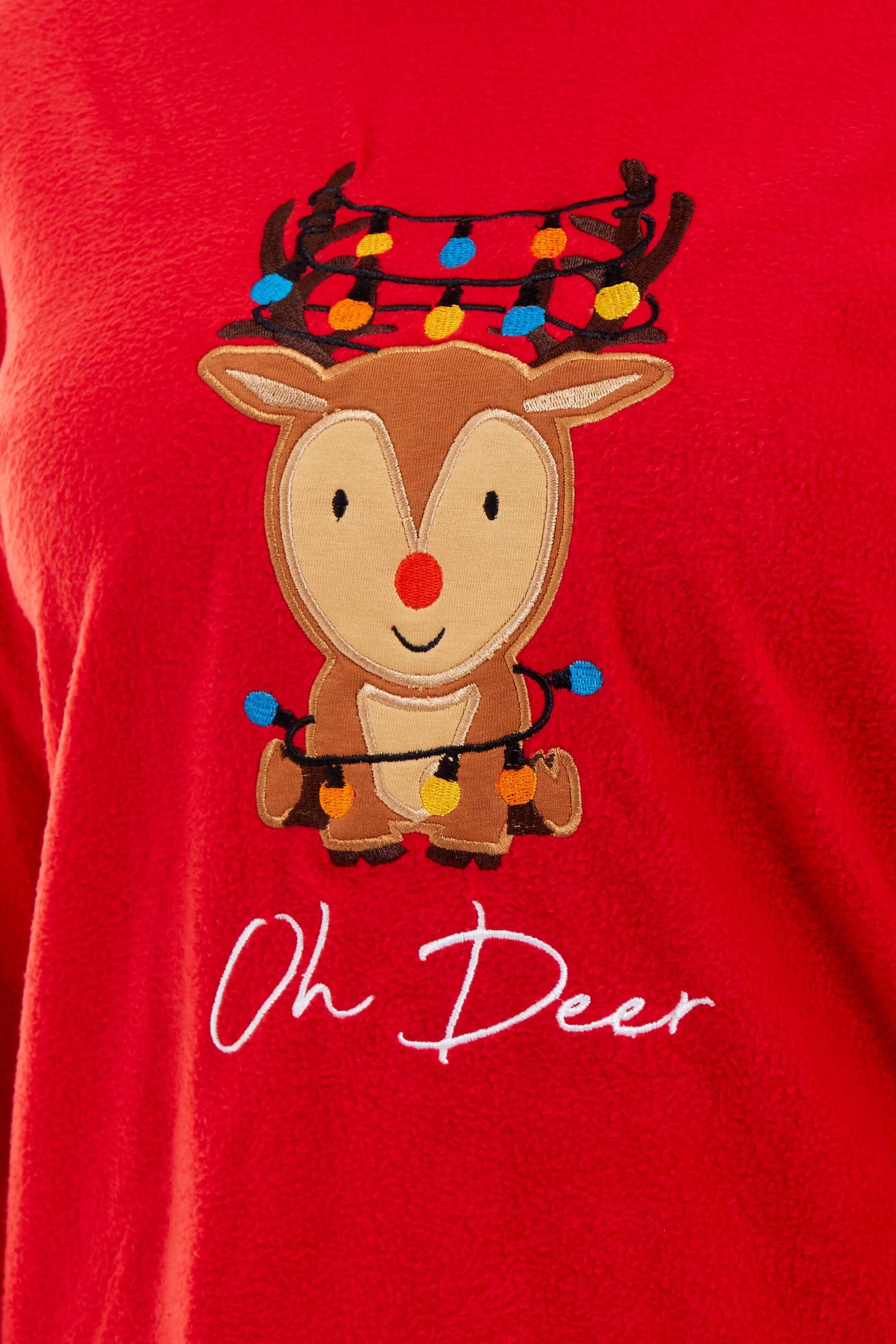 Women's Super Soft Reindeer Polar Fleece Pyjama Set Hooded Top Elasticated Pants Christmas Loungewear Winter Gift by Daisy Dreamer