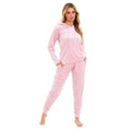 Women's Super Soft Velour Hooded Pyjama Set Comfortable Fleece Loungewear in Pink Grey by Daisy Dreamer