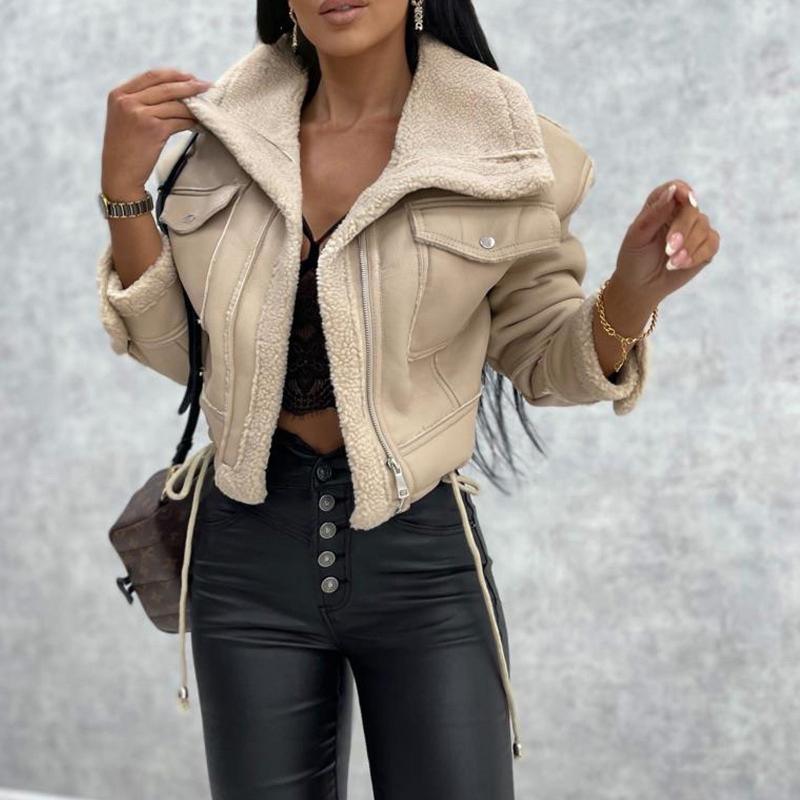 Women's Trendy Faux Leather Short Motorcycle Jacket