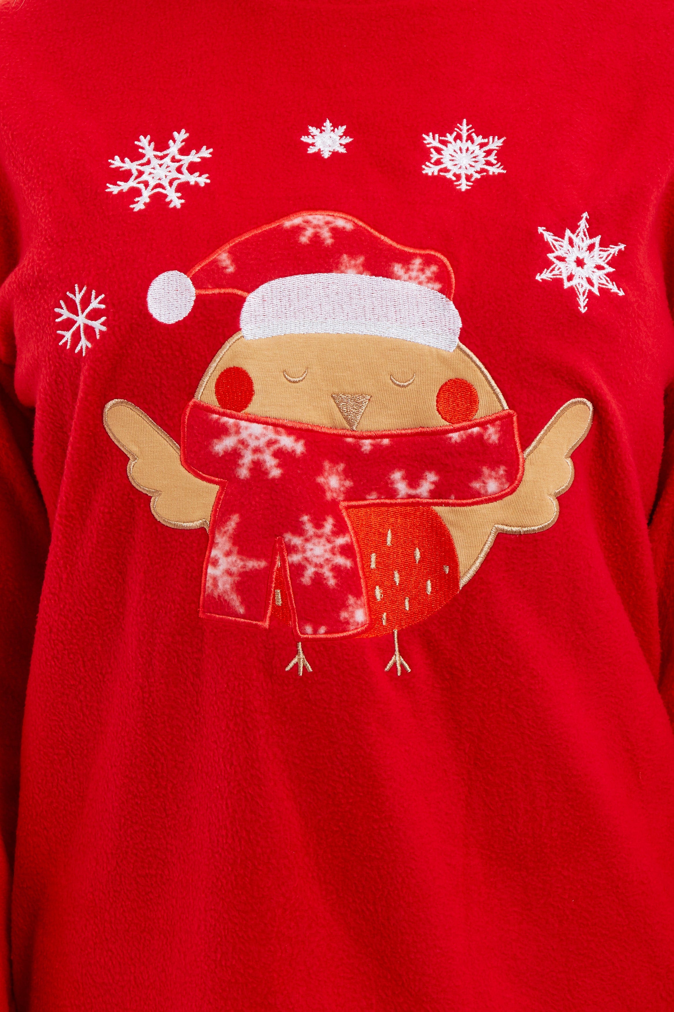 Women's Ultra Soft Polar Fleece Pyjama Set with Festive Robin Design Warm Winter Nightwear Comfortable Loungewear Christmas Gift by Daisy Dreamer