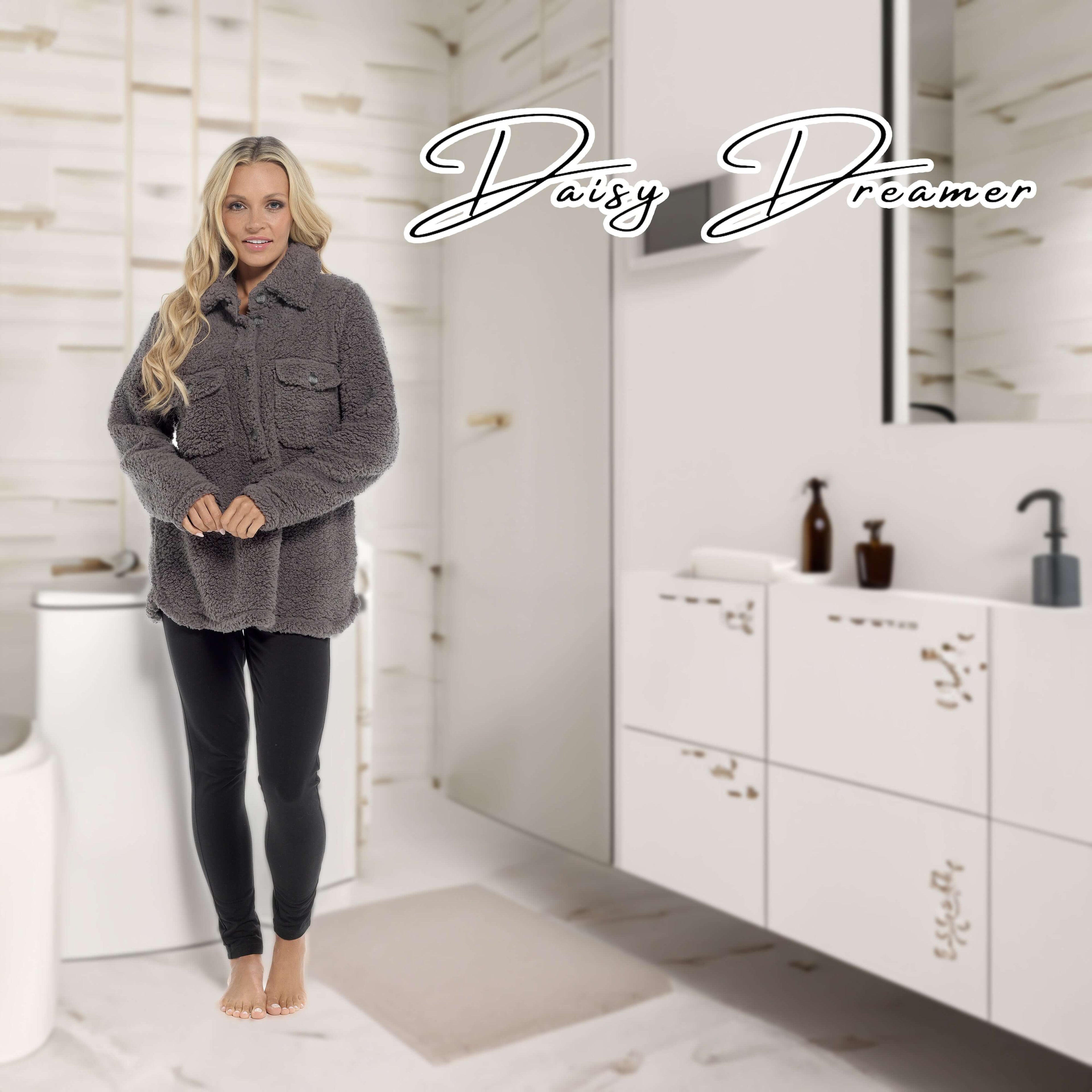 Women's Ultra-Soft Sherpa Lounge Set Long Sleeve Top and Leggings with Double Pockets Cozy Pajamas for Chilly Days Multiple Sizes Daisy Dreamer