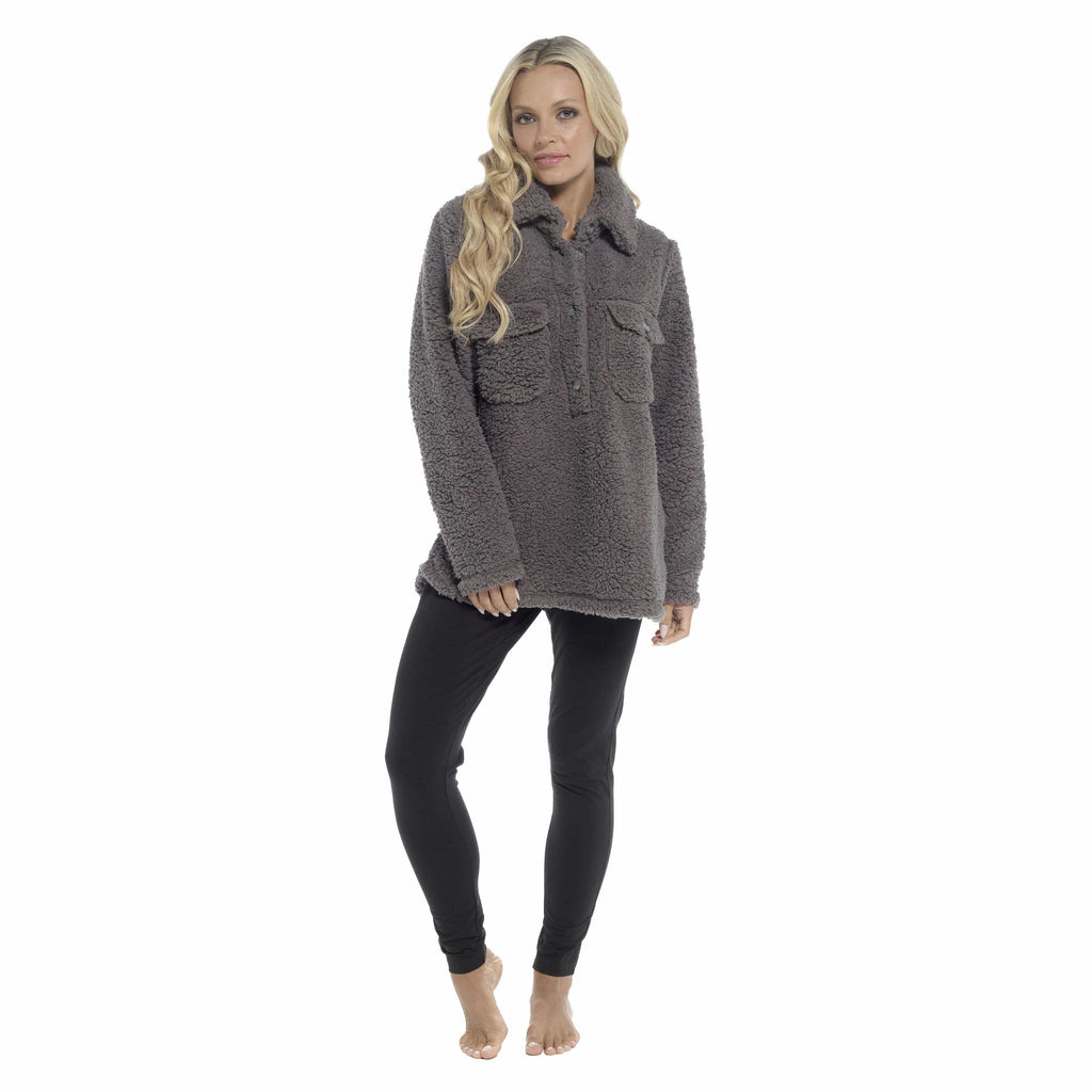 Women's Ultra-Soft Sherpa Lounge Set Long Sleeve Top and Leggings with Double Pockets Cozy Pajamas for Chilly Days Multiple Sizes Daisy Dreamer