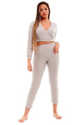 Women's Ultra Soft Teddy Fleece Loungewear Set Long Sleeve Wrap Top and Stretch Fit Pants Ideal for Relaxing and Sleeping Daisy Dreamer