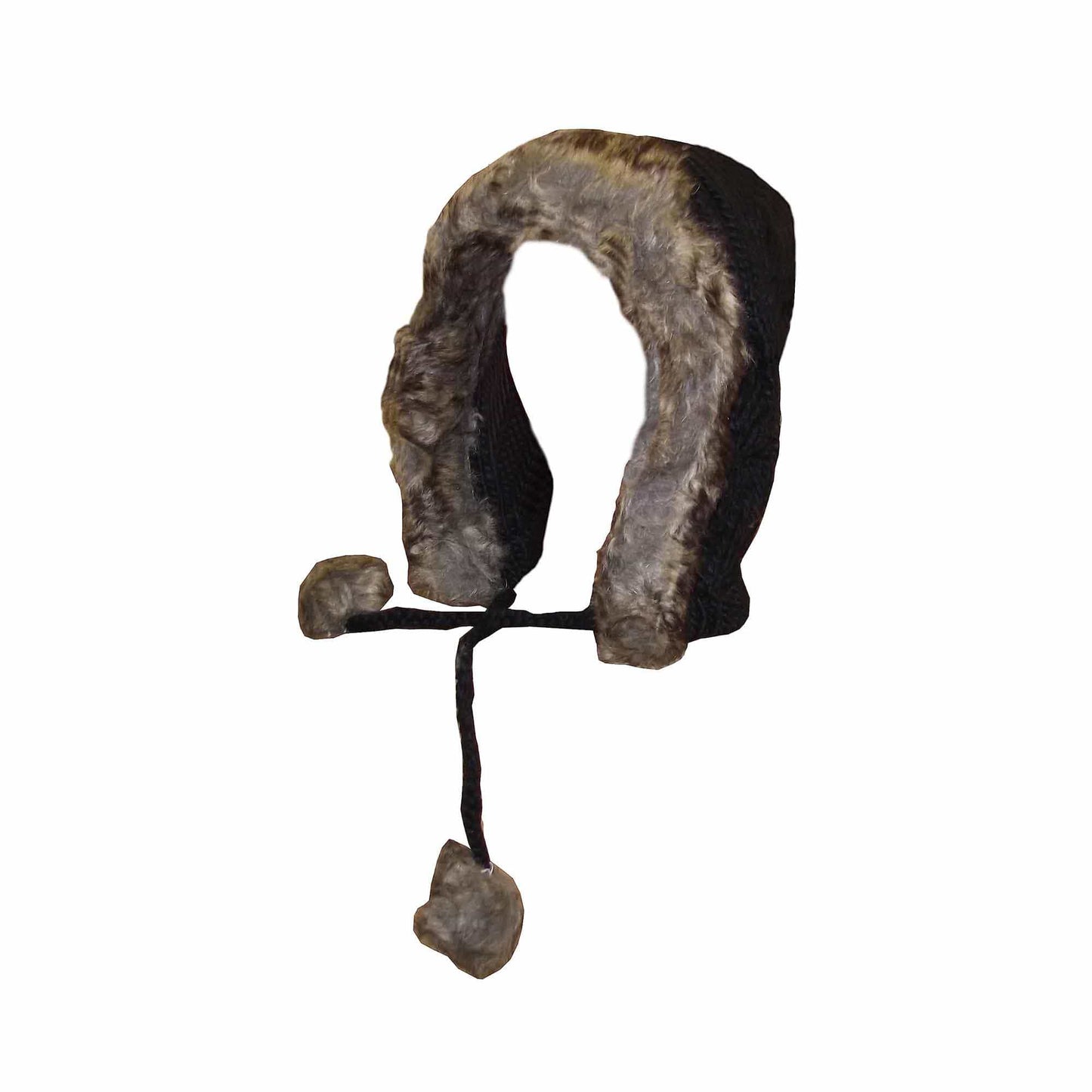 Women's Winter Chunky Knit Hood Hat with Faux Fur Trim and Pom Poms Warm Acrylic One Size Fits All in Cream Beige and Black by Sock Stack