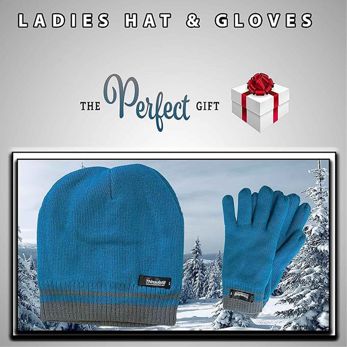 Women's Winter Hat and Gloves Set with 3M Thinsulate Insulation and Stylish Stripe Design in Multiple Colors for Warmth and Comfort by Sock Stack