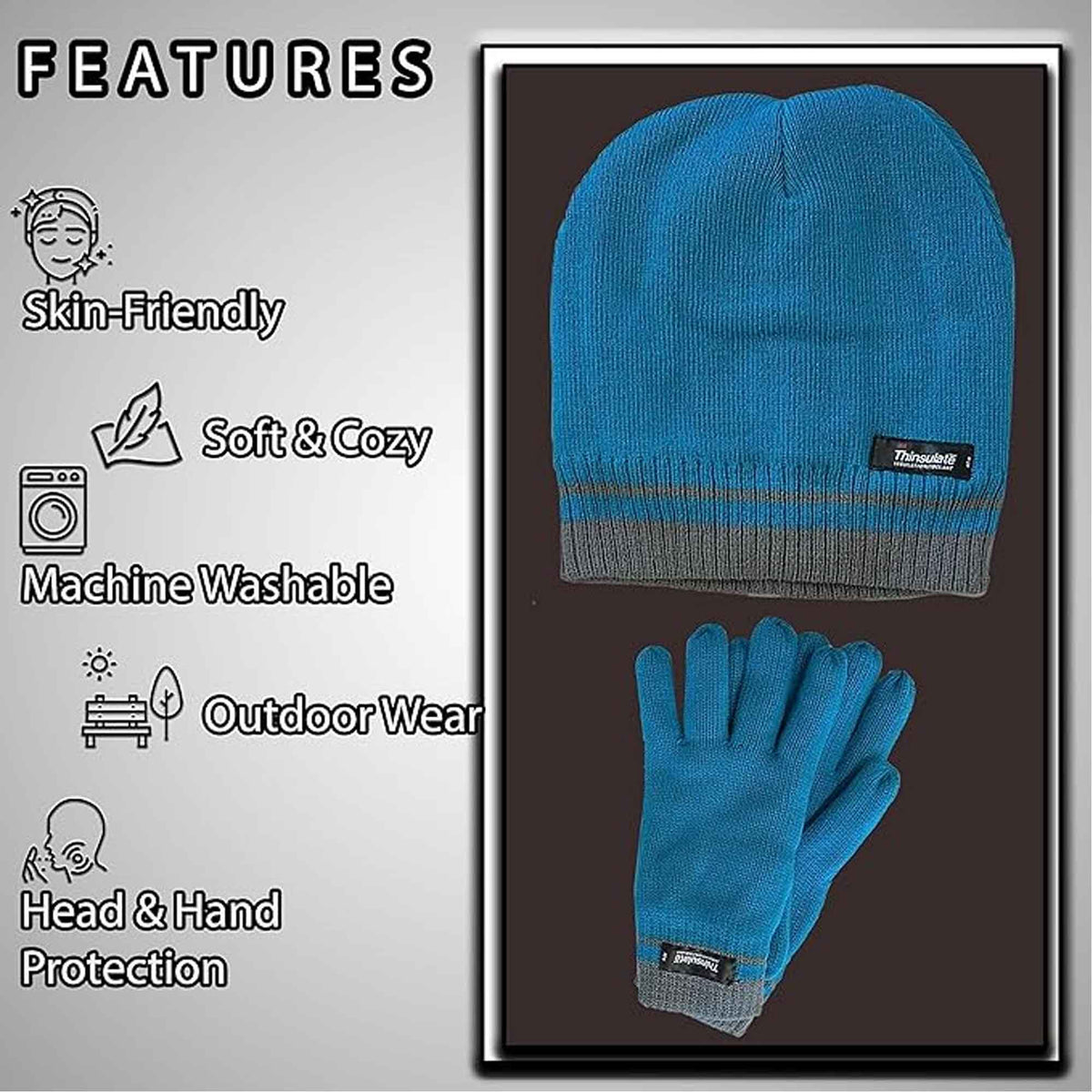 Women's Winter Hat and Gloves Set with 3M Thinsulate Insulation and Stylish Stripe Design in Multiple Colors for Warmth and Comfort by Sock Stack