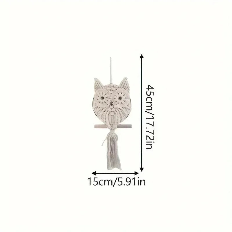 Woven Owl Macrame Wall Hanging – Boho Handmade Home Decor